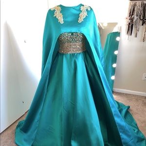 Emerald green elegant, beaded gown!